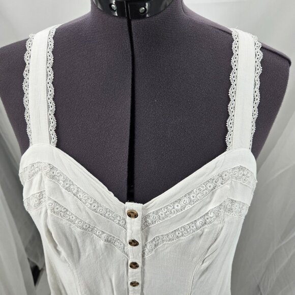 810-9 Torrid White Fit & Flare Lace Trim sleeveless Tank Top – Size 1 (14/16) - Picture 6 of 14